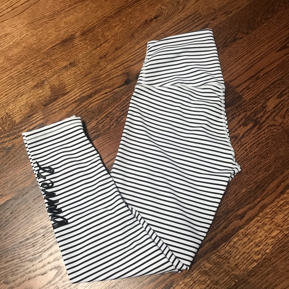 White + Navy stripe legging